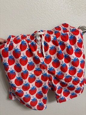 Hanna Andersson Pink Shorts with Red and Blue Strawberry Print